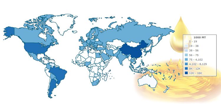 soybean oil production by country